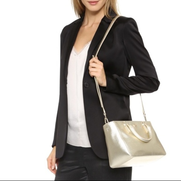 Tory Burch Robinson Soft Gold Satchel - Picture 3 of 7